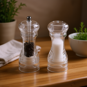 ชุดเครื่องบดพริกไทยและเกลือ 2 ชิ้น ทำจากแก้วใสพร้อมฝาโลหะ สำหรับใช้ในครัว - Product Image 3