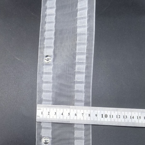 Nastro in poliestere a rete traslucida con bottoni a pressione in metallo argentato, larghezza 8 cm, doppia banda a scala <span class=keywords><strong>per</strong></span> cucito <span class=keywords><strong>tende</strong></span> - Product Image 3