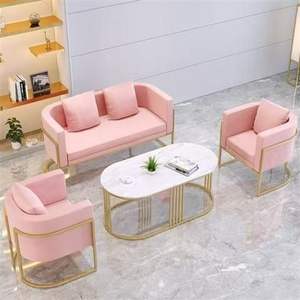 Modern Square Office <b>Sofa</b> <b>Set</b> Negotiation Table Chair Combination Luxury Hotel Reception Furniture Metal Fabric Sectional Design - Product Image 3