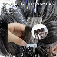 Extensions de cheveux invisibles à bandes adhésives, qualité professionnelle, cheveux européens doublement étirés, 100% cheveux humains vierges Remy, sans couture