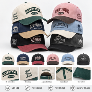 Casquettes de baseball bicolores respirantes et ajustables, à visière incurvée, avec fermeture snapback, broderie, pour adultes unisexes, vente en gros - Product Image 5