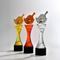Trophée en verre cristal 3D personnalisable et écologique, gravé au laser, pour événements d'entreprise – Souvenir de pickleball