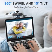 EMEET C960 AF 1080P kamera Web 90 ° FOV, kamera komputer 2 mikrofon Streaming USB untuk konferensi panggilan Online