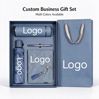 Nouveau design tendance 2027 : Coffret cadeau d'affaires promotionnel personnalisé (Carnet, Stylo, Tasse isotherme, Parapluie) avec logo pour le Nouvel An et Noël