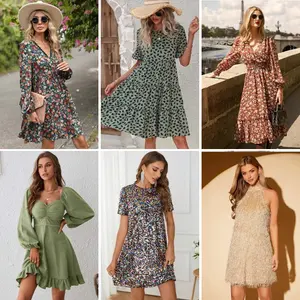 Fabriek Directe Verkoop Zomer Chiffon Jurk Digitaal Printen Mode Lange Jurk Plus Size Casual Damesjurk