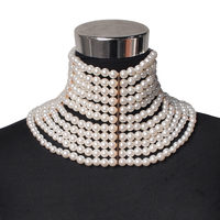 Exagéré multicouche perle Sexy collier court mode cou chaîne femmes mariage collier de mariée accessoires en gros