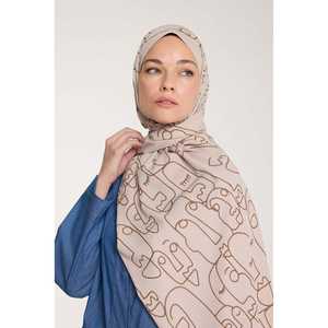 Écharpe en soie Pure Tone carrée, motif pierre marron, impression numérique, multifonctionnelle pour femme - Product Image 2