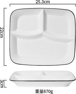 Assiettes carrées divisées modernes <span class=keywords><strong>pour</strong></span> enfants et adultes <span class=keywords><strong>Assiette</strong></span> <span class=keywords><strong>à</strong></span> 3 compartiments en porcelaine <span class=keywords><strong>pour</strong></span> dîner de <span class=keywords><strong>régime</strong></span> - Product Image 6