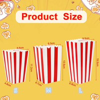 Kotak Makanan Kertas Pabrik Desain Vintage Retro untuk Pesta, Kotak Popcorn Berwarna Merah & Putih, Ember Kertas Popcorn untuk Malam Film