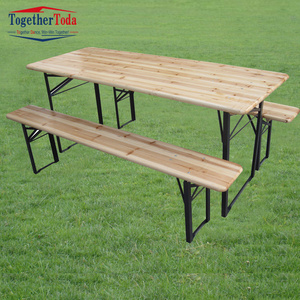 Meubles en bois sur mesure pour l'extérieur, table et bancs pliants pour pique-nique et bière en bois - Product Image 3