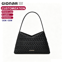 Sac à bandoulière matelassé de luxe personnalisé pour femme, style hobo, avec texture plissée, sac sous le bras, sac fourre-tout noir tendance pour usage quotidien