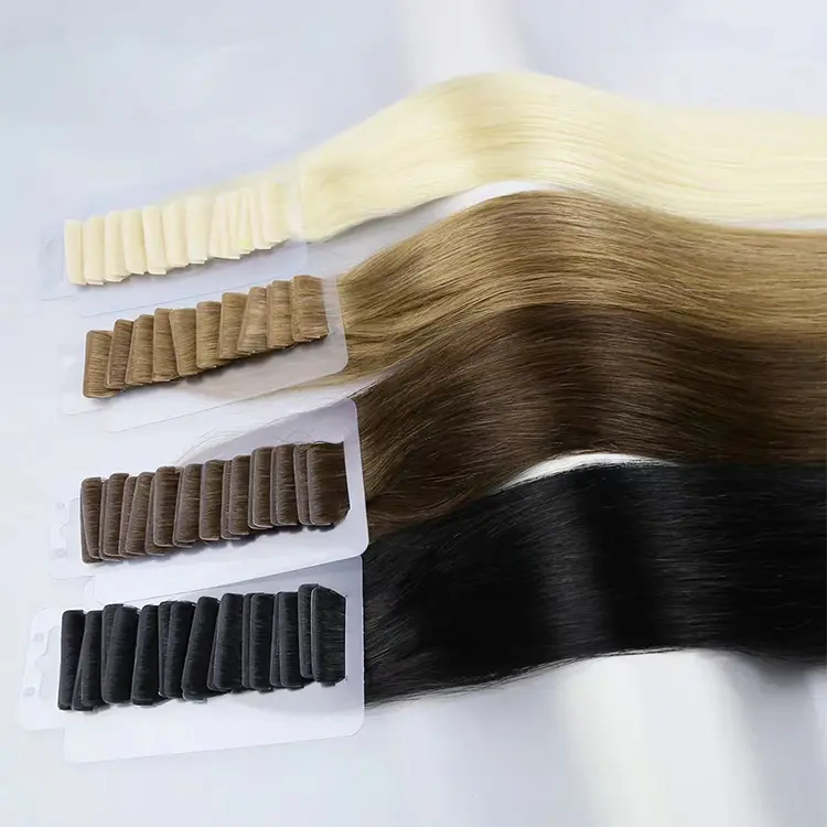 Groothandel 12a Grad Maagdelijk 100 Menselijk Haar Dubbel Getrokken Ingespoten Tape Haarextensies Natuurlijke Remy Tape Haarverlenging