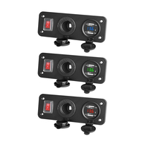 Panneau d'alimentation pour voiture DC 12/24V, chargeur double USB, prise allume-cigare, voltmètre numérique, interrupteur marche/arrêt rouge pour véhicule et marine