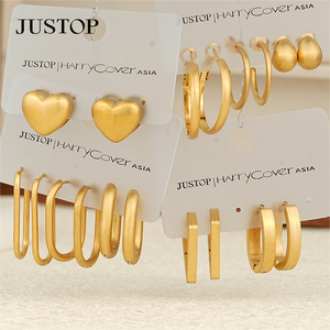 Pendientes de Aro Vintage con Forma de Corazón, Acero Inoxidable, Chapado en Oro de 18K, Resistentes al Agua, Hipoalergénicos, Joyería de Moda para Mujer - Product Image 3