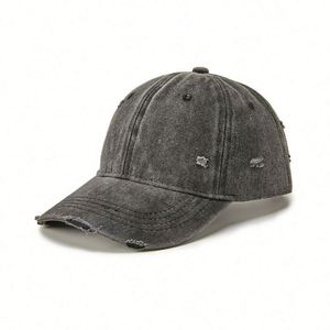 Casquette de baseball vintage déchirée avec logo personnalisé, effet vieilli et délavé, en stock, vente chaude usine - Product Image 2