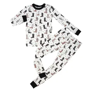 New Hot Selling Lovely Printing Kids Clothing Sets Soft Digital Printing Bamboo Viscoes Long Sleeved 2PCS Girls Baby Pajamas