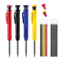 Crayon de charpentier en métal ABS professionnel 2.8MM Logo personnalisé mécanique tête longue trou profond stylo à bois avec plomb de dureté 2B