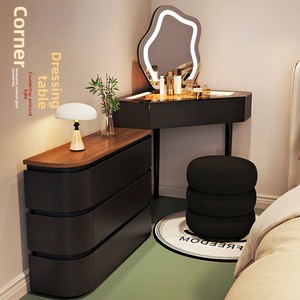 Nouvelle table de toilette d'angle minimaliste moderne en bois massif 2024, forme triangulaire, tiroirs intégrés, pour <span class=keywords><strong>petit</strong></span> appartement, hôtel, salon - Product Image 1