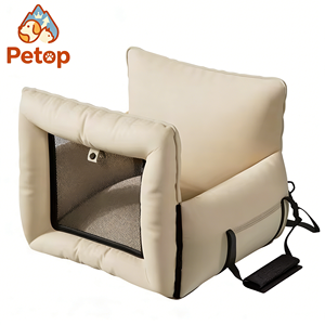 Petop Siège de <span class=keywords><strong>Voiture</strong></span> 2-en-1 pour <span class=keywords><strong>Chien</strong></span>, Lit de Voyage Imperméable en Cuir PU avec Fenêtre en Maille et Fermeture Éclair, Style Découpé pour Petits Chiens/Chats - Portable - Product Image 1