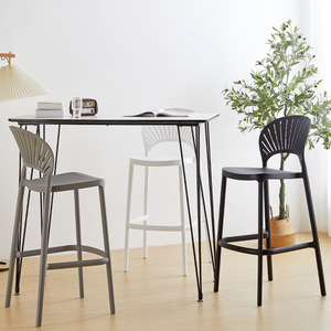 <span class=keywords><strong>Sedie</strong></span> sgabello da Bar in plastica gialla da <span class=keywords><strong>cucina</strong></span> con schienale alto - Product Image 3