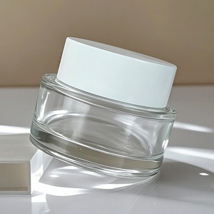 Best Quality Thick Bottom Cosmetic Jar 30ml 50ml Glass Jar 30g 50g Skin Care Cream Glass Jars with White Lids - Product Image 2