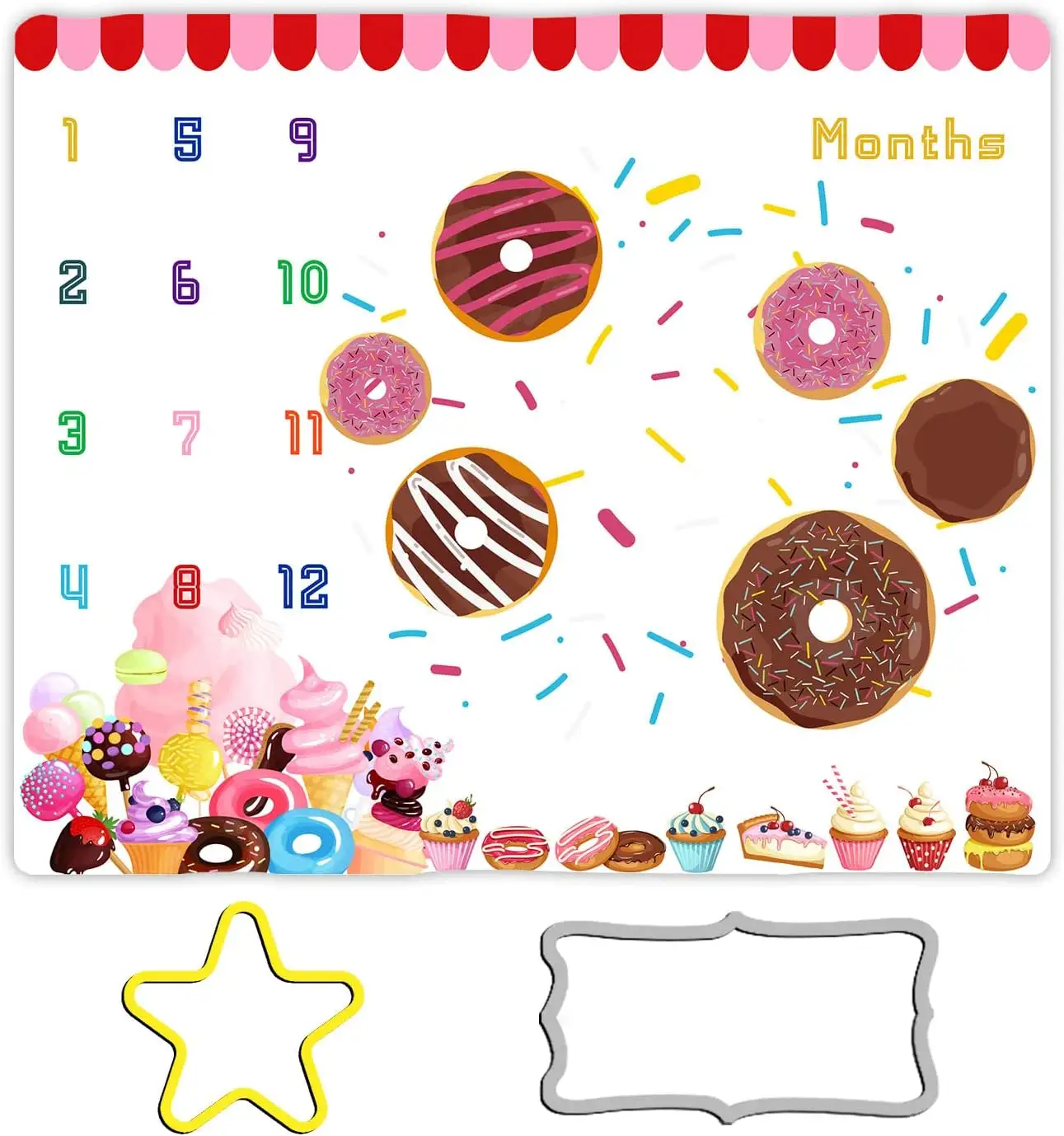 Donut gedruckte Babybilder Monatedecke Baby- / Mädchen-Meilendacke mit OEM-Service