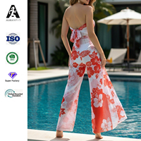 Combinaison sexy à imprimé floral polyvalente 2026 pour vacances en bord de mer, à épaules dénudées, convertible en pantalon de plage