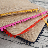 Pochette de maquillage en jute personnalisée avec impression BSCI, bord festonné coloré, fermeture éclair à pompon, 4 couleurs disponibles pour les voyages
