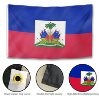 Drapeau d'Haïti personnalisé en polyester pour extérieur, bannière murale nationale haïtienne avec œillets en laiton