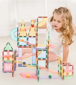 2023 ODM/OEM Novo Mármore Executar Blocos De Construção Magnéticos 108pcs 3D Telhas De Construção Magnéticas DIY Brinquedo Educacional STEM