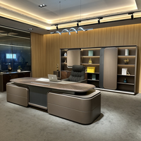 Ensemble de bureau et chaise de direction de luxe, durable, modulaire, moderne, en forme de L, en panneaux MDF, base en acier, mobilier commercial haut de gamme