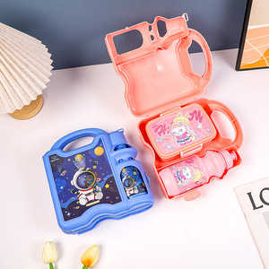 Boîte à bento portable pour l'école Conteneur à bento étanche Nouveau dessin animé chaud Boîte à lunch créative pour enfants avec bouteille d'eau et poignée - Product Image 4