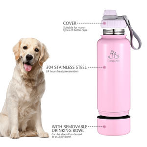 Botella de agua para perros de boca ancha para deportes al vacío de 24/64oz, botellas de agua aisladas de acero inoxidable, uso humano para mascotas con mango de Paracord - Product Image 4