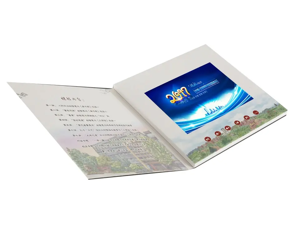 Đầy đủ video ảnh thẻ mô hình 5 inch bìa cứng Màn hình LCD video Brochure kinh doanh hiển thị thiệp chúc mừng Máy nghe nhạc