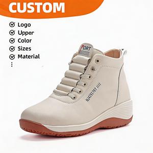Baskets montantes compensées haut de gamme pour <span class=keywords><strong>femme</strong></span>, élastiques, respirantes, antidérapantes, durables, pour le quotidien, les trajets et les sorties - Product Image 1
