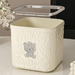 Desktop Trash Can <b>Square</b> Flip Lid Storage <b>Bin</b> For Desk Coffee Table Indoor Use - Product Image 2
