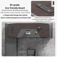 Meubles de bureau durables pour PDG, bureau de direction en forme de L, grande table de direction en bois avec armoire de rangement latérale
