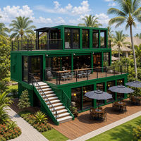 Restaurant en conteneurs à 3 étages, bâtiment modulaire en acier prêt à assembler, café modulaire personnalisé, certifié CE ISO