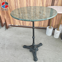 Table de bistrot ronde de 60 cm avec plateau en marbre vert, style bistrot français