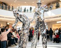 Costume de miroir réfléchissant pour homme, tenue de performance intégrale, idéal pour spectacles, festivals, fêtes et événements scéniques