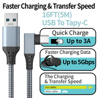 Nouveau design, câble de charge VR en nylon tressé, type c, 90 degrés, USB c vers type C, casque VR, câble de données Tladekabel