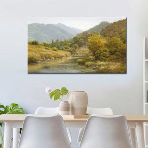 Peinture sur toile Paysage de montagne avec ruisseau, Art décoratif vert, Œuvre d'art à l'huile pour la décoration intérieure - Product Image 5
