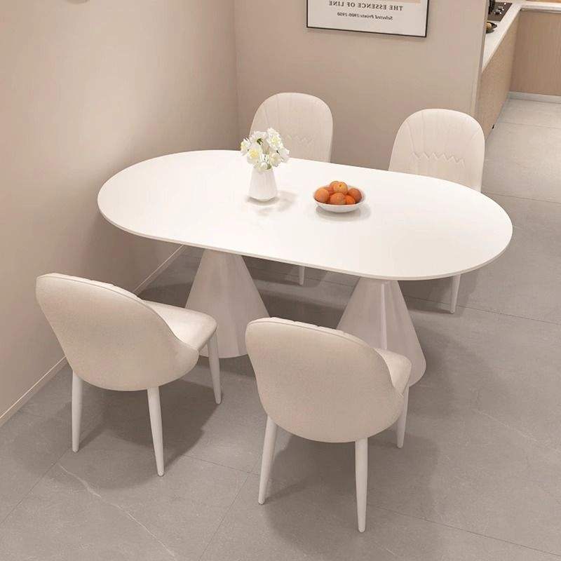 Table + white leather feather chair