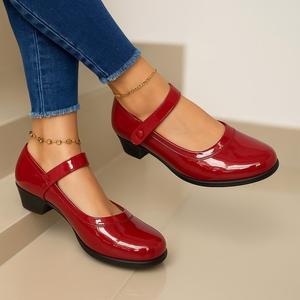 <strong>Women</strong> <strong>Black</strong> <strong>Patent</strong> PU Mary Jane <strong>Shoes</strong> Low Heel Comfortable Footwear Casual Versatile Wear <strong>Shoes</strong> - Product Image 6