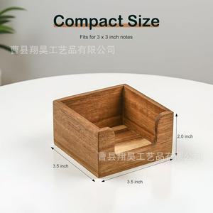 <b>Wooden</b> Memo Box With Pen Holder Square <b>Desk</b> Organizer For Notes And Pens - Product Image 4
