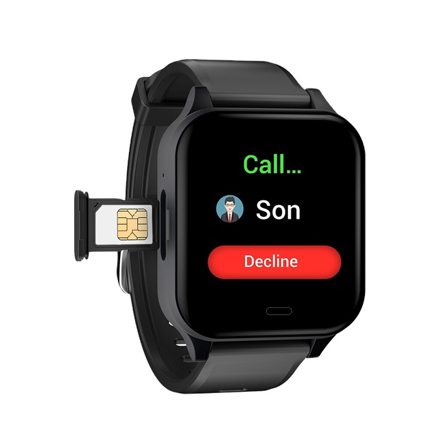 2025 Wholesale 4G Smart Watch Android Fitness Tracker Elder Care SOS 1.57 Inch TFT Display Silica Gel IP67 Waterproof Square
