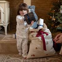 Bolsa de Regalo Navideña Bordada, Acolchada, Beige, Personalizada, para Guardar Regalos, Bolsas de Santa Grandes