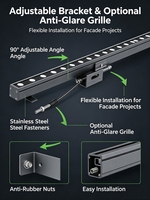 Projecteur mural LED RGB DMX 24W DC24V IP66 avec DMX512 intégré, adressage manuel, lentille 30/45/60 degrés, 1000mm, éclairage extérieur pour bâtiments