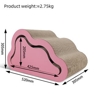 Custom 2 In 1 Roze Wave <span class=keywords><strong>Cloud</strong></span> Gegolfd Kat Scratcher Board Huisdier Interactieve Speelgoed Krabbed Sofa Voor Katten En Kittens Binnenshuis - Product Image 3