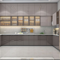 Cbmmart Factory Solution de construction tout-en-un : Meubles de cuisine modernes en bois massif avec évier et robinet intégrés, 1 ensemble